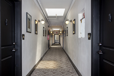 hallway with apartment doors